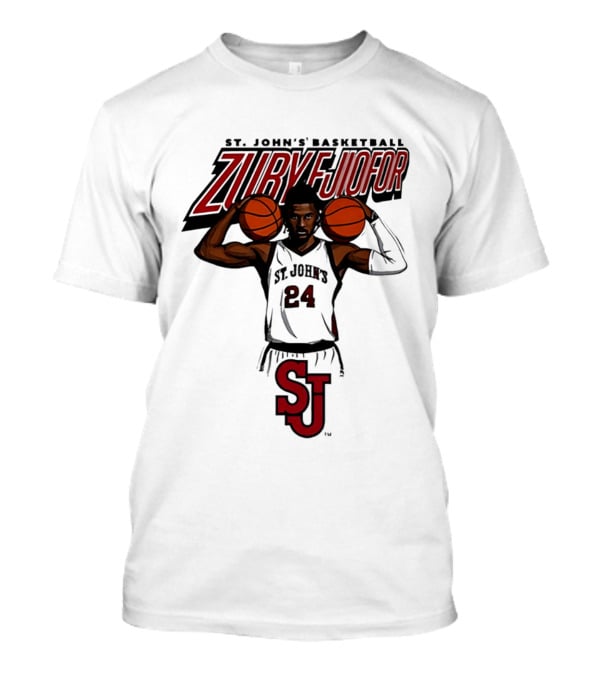 St. John's Basketball Zuby Ejiofor 24 Red Storm Pose SJ T-Shirt