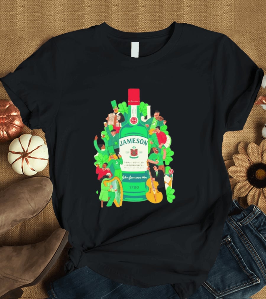 Jameson Triple Distilled Irish Whiskey 1780 St. Patrick's Day Celebration Bottle T-Shirt