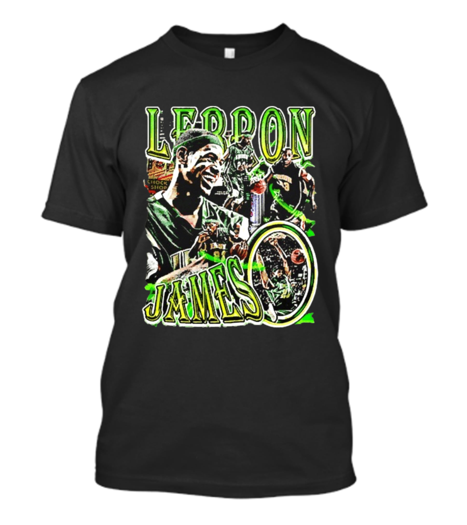 LeBron James Irish St. Patrick's Day Green Collage Basketball T-Shirt