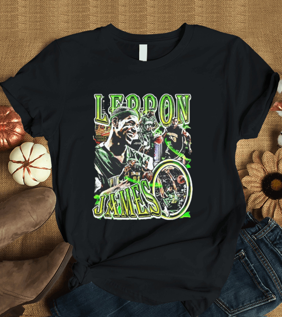 LeBron James Irish St. Patrick's Day Green Collage Basketball T-Shirt