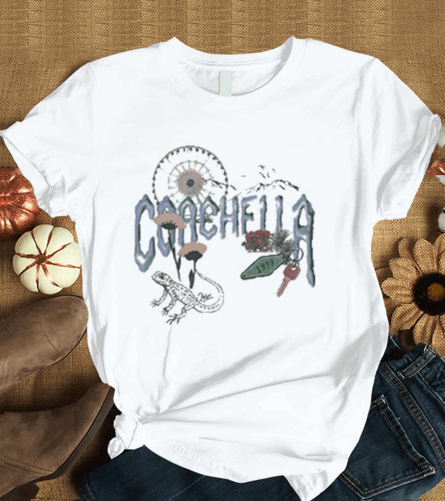 Coachella Desert Sunset Cactus Lizard T-Shirt