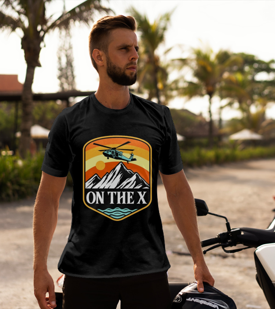 Otx Nation On The X Blackhawk Helicopter Mountain Sunset T-Shirt