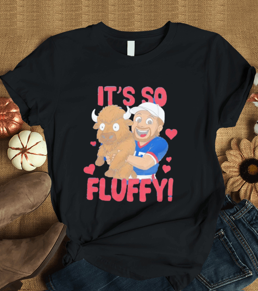 It's So Fluffy Josh Allen Buffalo Bills Cartoon Hearts T-Shirt