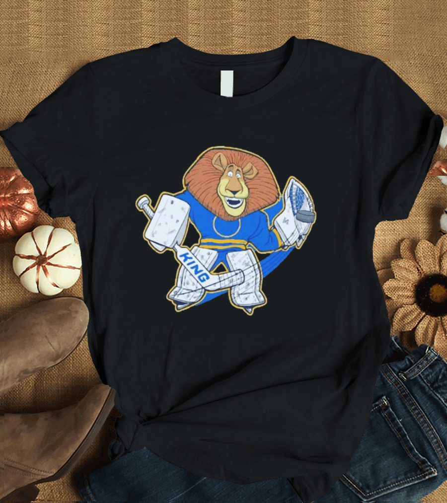 King Of The Crease Sabres Hockey Goalie Lion T-Shirt