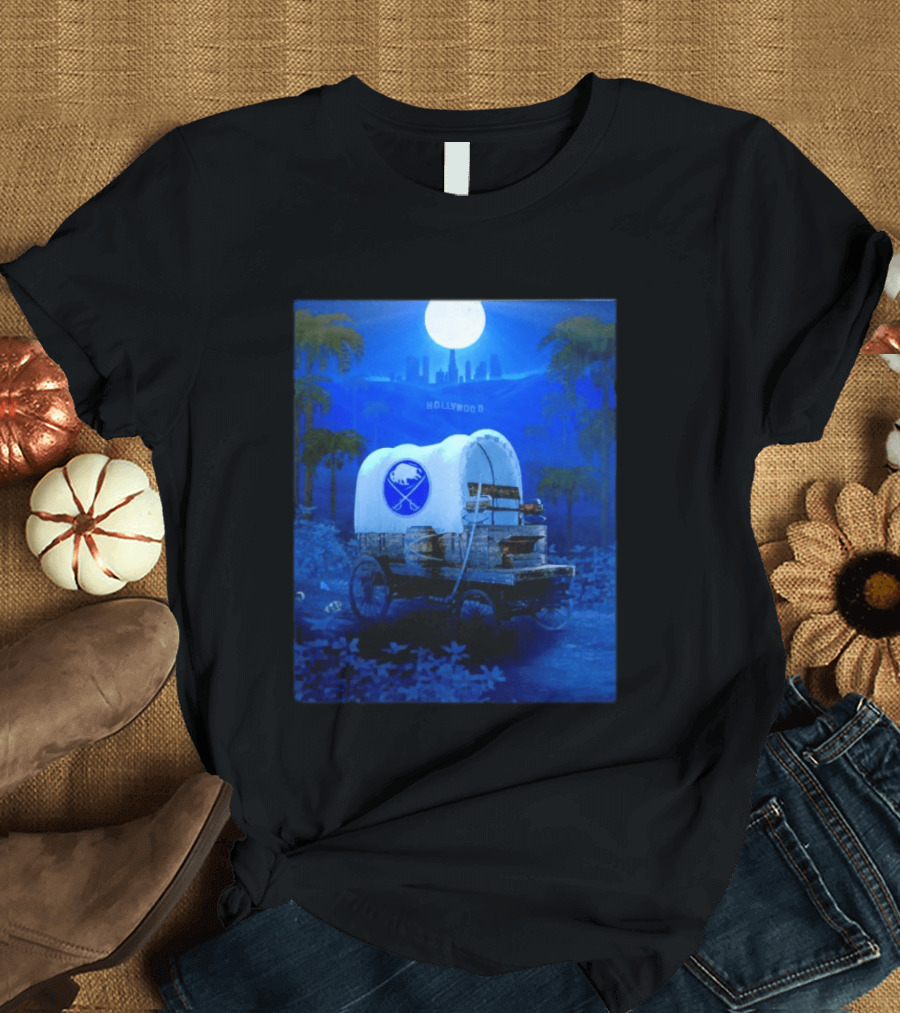 Buffalo Sabres Covered Wagon Hollywood Full Moon Scene T-Shirt
