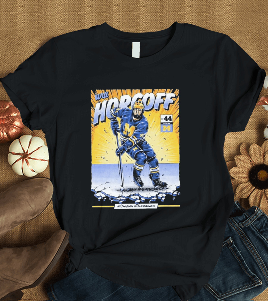 Michigan Wolverines Will Horcoff 44 Center Hockey Comic T-Shirt
