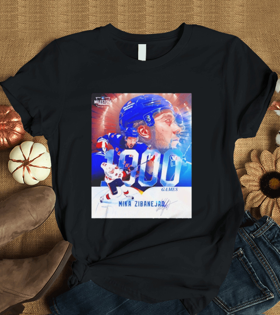 Mika Zibanejad New York Rangers 1000 Games Milestone NHL Career Celebration T-Shirt