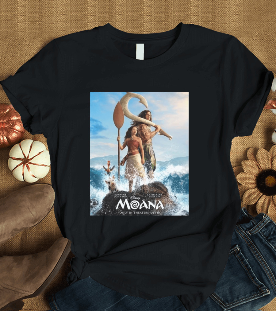 Dwayne Johnson And Catherine Laga'aia In Disney's Moana Live Action July 10 T-Shirt