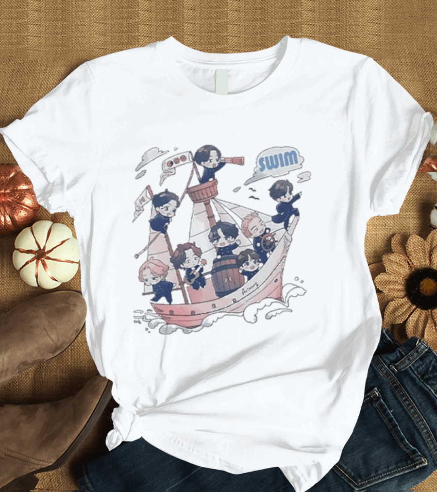 Bangtan Arirang Swim Boat Characters Adventure T-Shirt