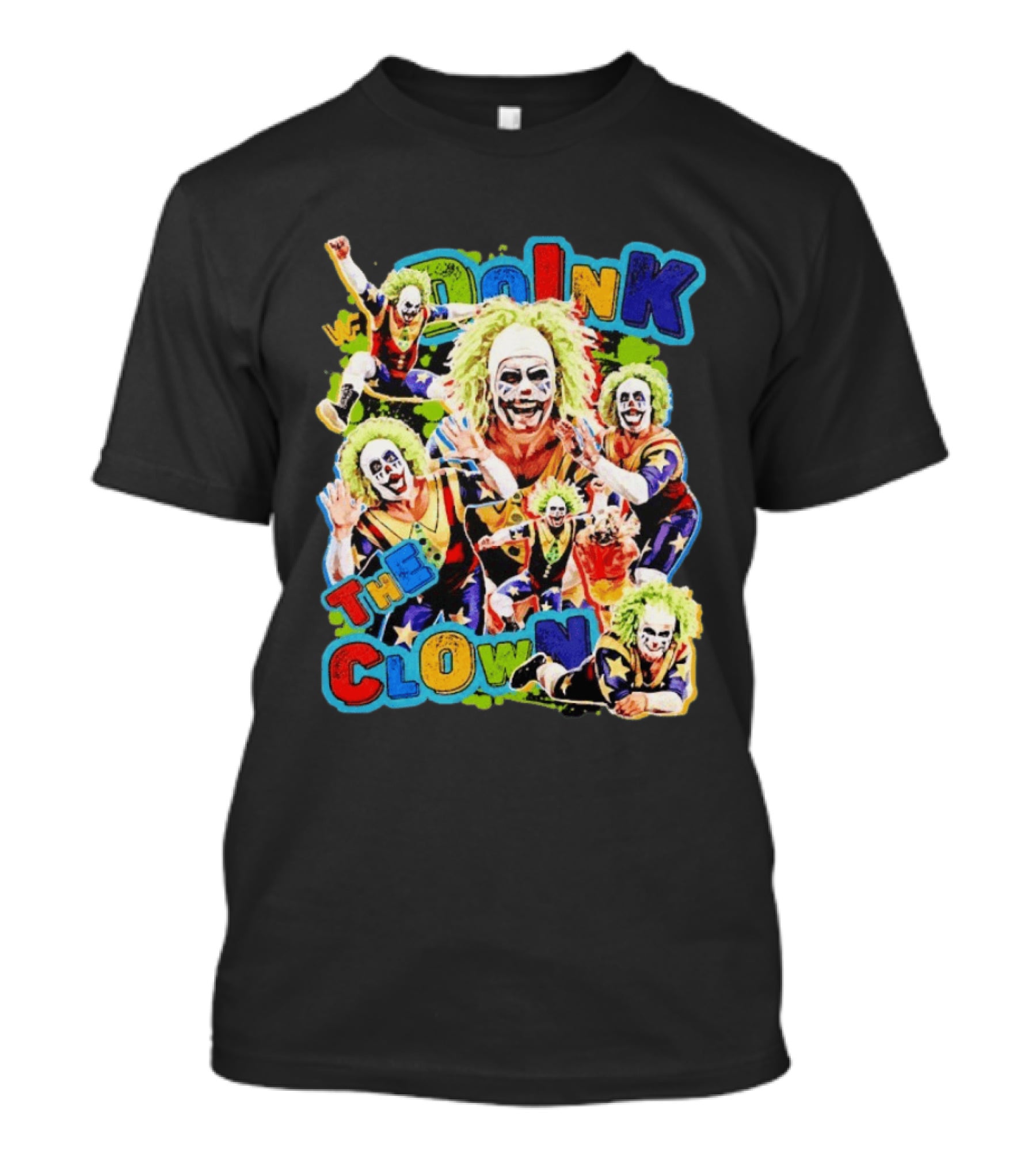 Doink The Clown WWE Wrestler Colorful Collage T-Shirt