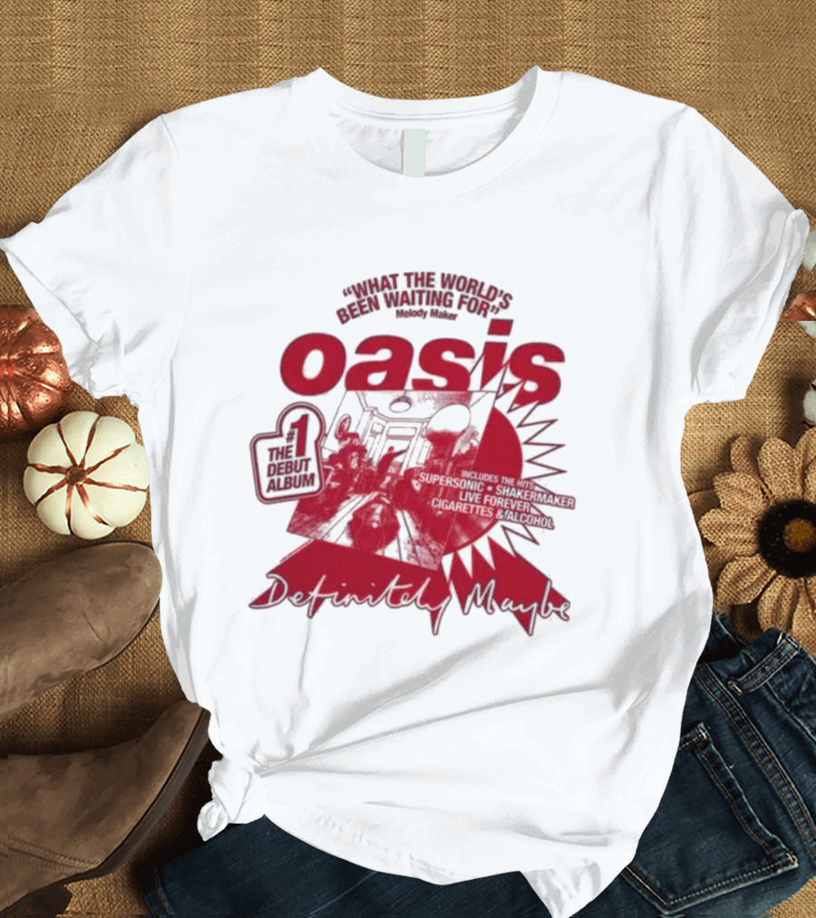 Oasis Definitely Maybe What The World's Been Waiting For Number 1 Debut Album T-Shirt