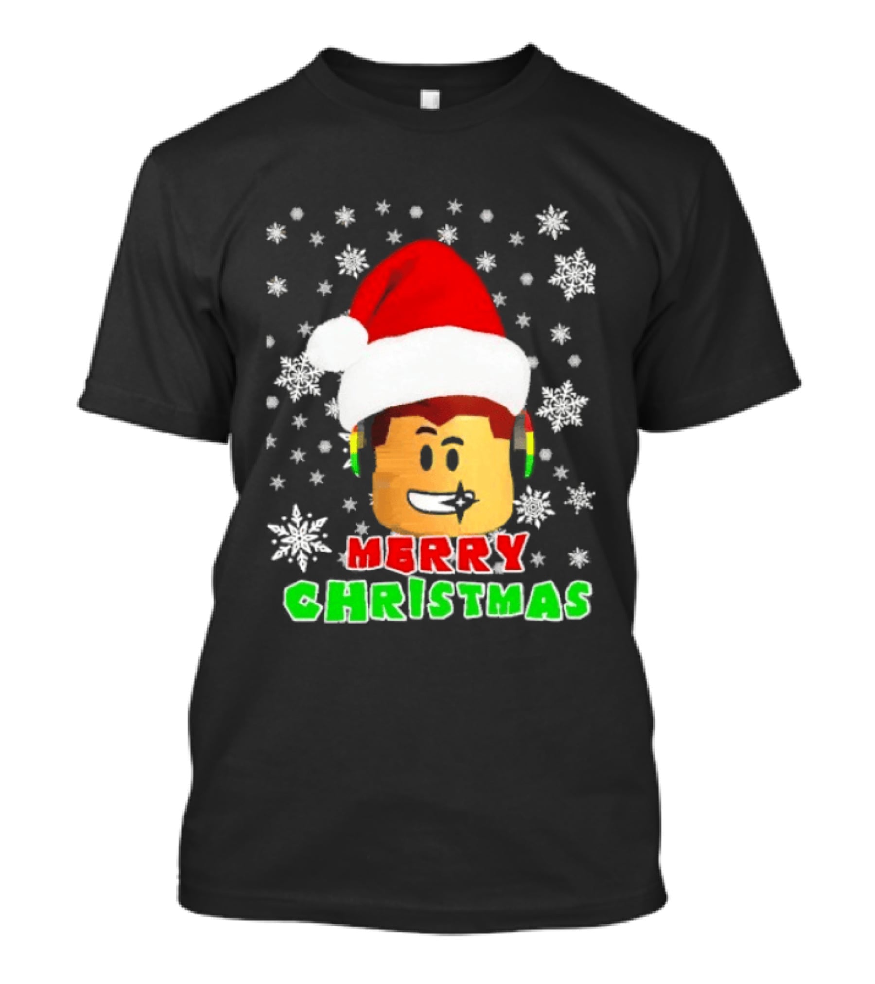 Roblox Merry Christmas Santa Hat Holiday Snowflakes T-Shirt