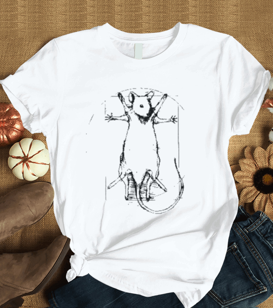 Vitruvian Mouse Leonardo Da Vinci Cartoon Remix T-Shirt