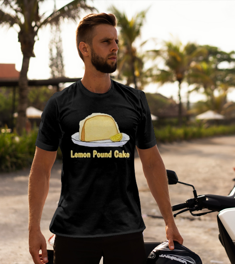 Lemon Pound Cake Slice On Plate With Lemon Wedge T-Shirt
