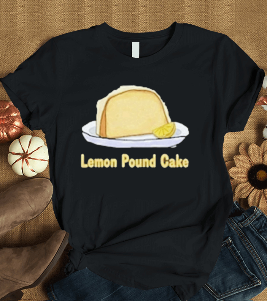 Lemon Pound Cake Slice On Plate With Lemon Wedge T-Shirt