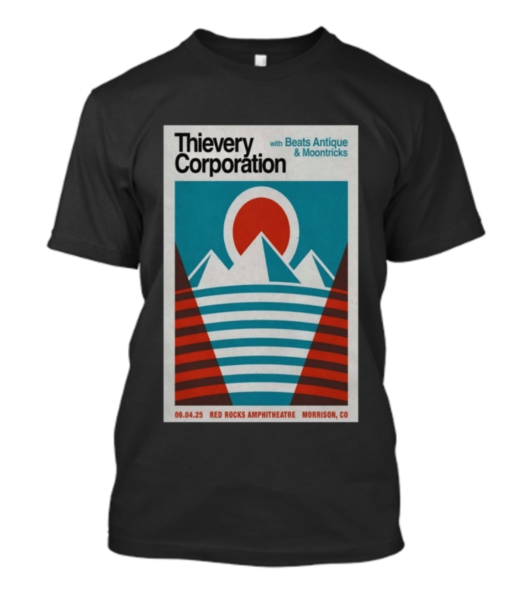 Thievery Corporation Red Rocks Amphitheatre 06 04 25 With Beats Antique Moontricks Morrison CO T-Shirt