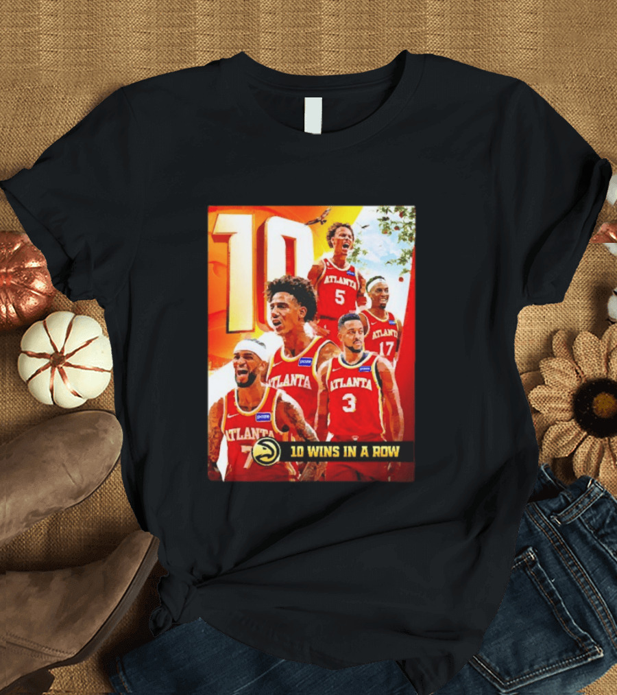 Atlanta Hawks NBA 10 Wins In A Row Players Celebration T-Shirt