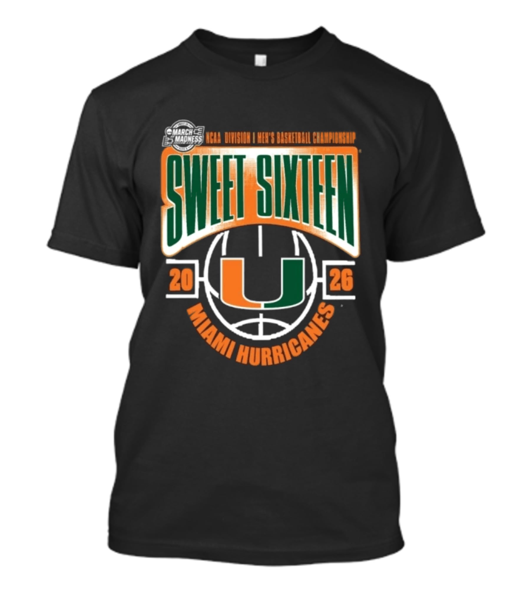 NCAA Division I Men's Basketball March Madness 2026 Sweet Sixteen Miami Hurricanes T-Shirt