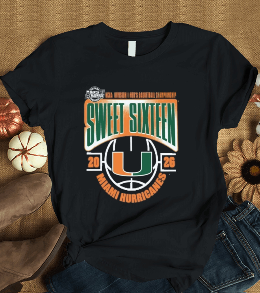 NCAA Division I Men's Basketball March Madness 2026 Sweet Sixteen Miami Hurricanes T-Shirt