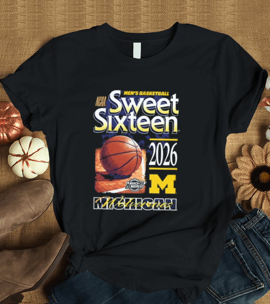 Michigan Wolverines Sweet Sixteen 2026 Basketball NCAA Bound T-Shirt