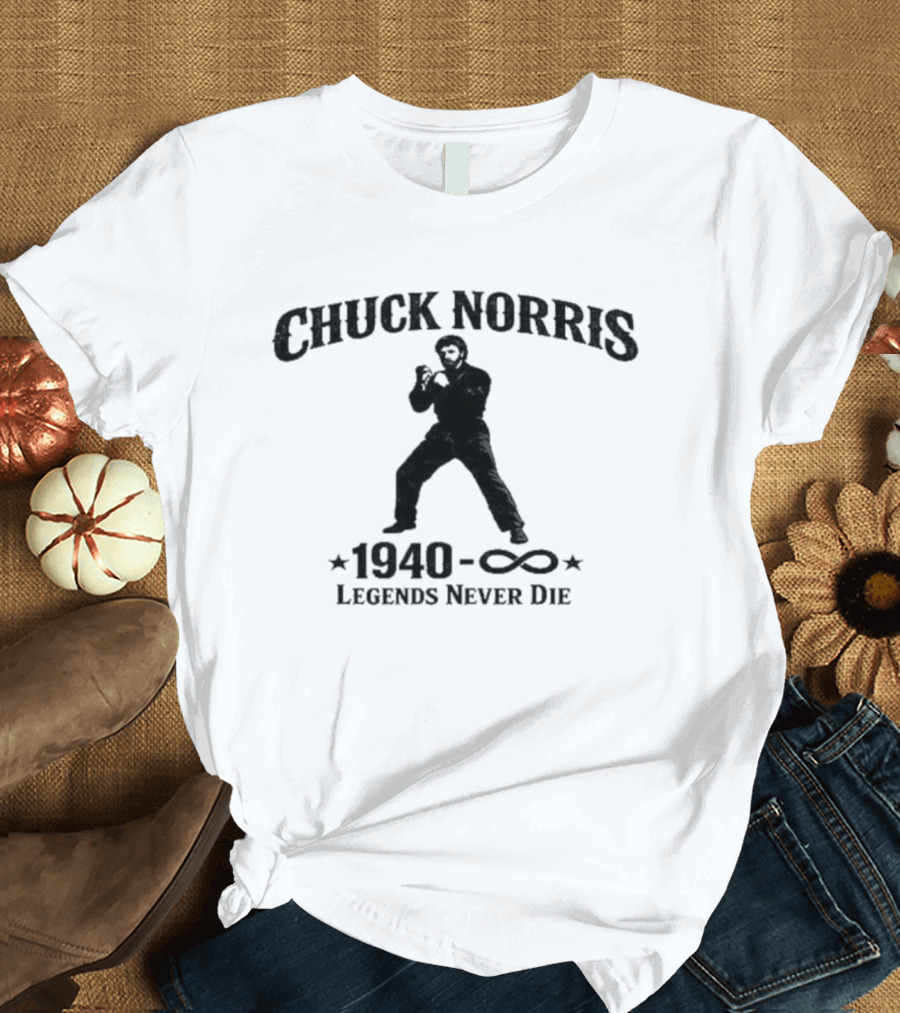 Chuck Norris 1940 Legends Never Die Infinity T-Shirt