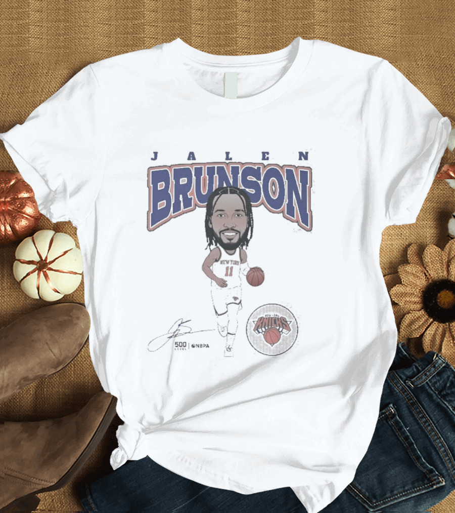 Jalen Brunson New York Knicks Basketball Hardwood Comic T-Shirt