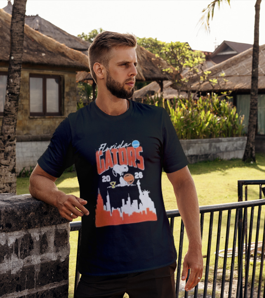 Florida Gators Snoopy Basketball 2026 NYC Skyline T-Shirt