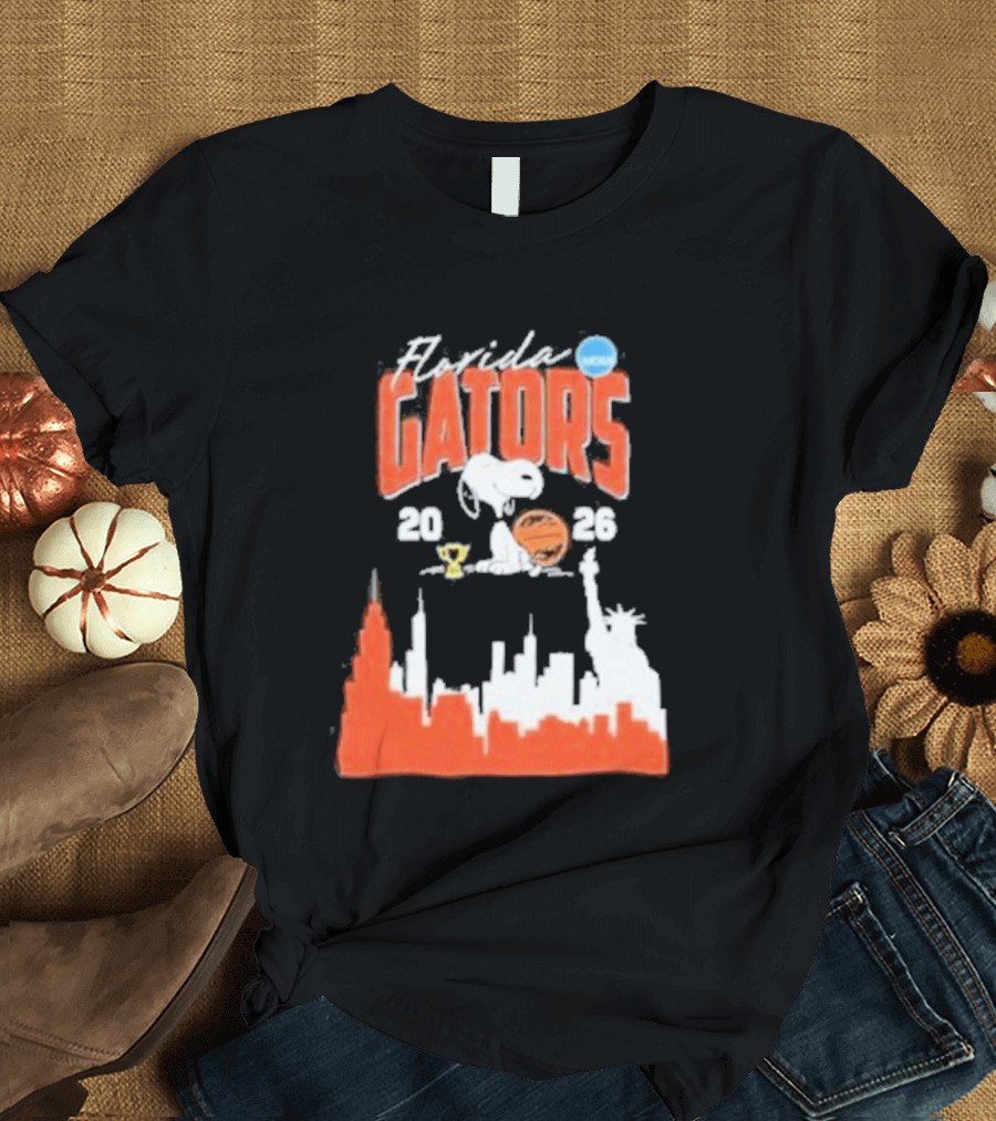 Florida Gators Snoopy Basketball 2026 NYC Skyline T-Shirt