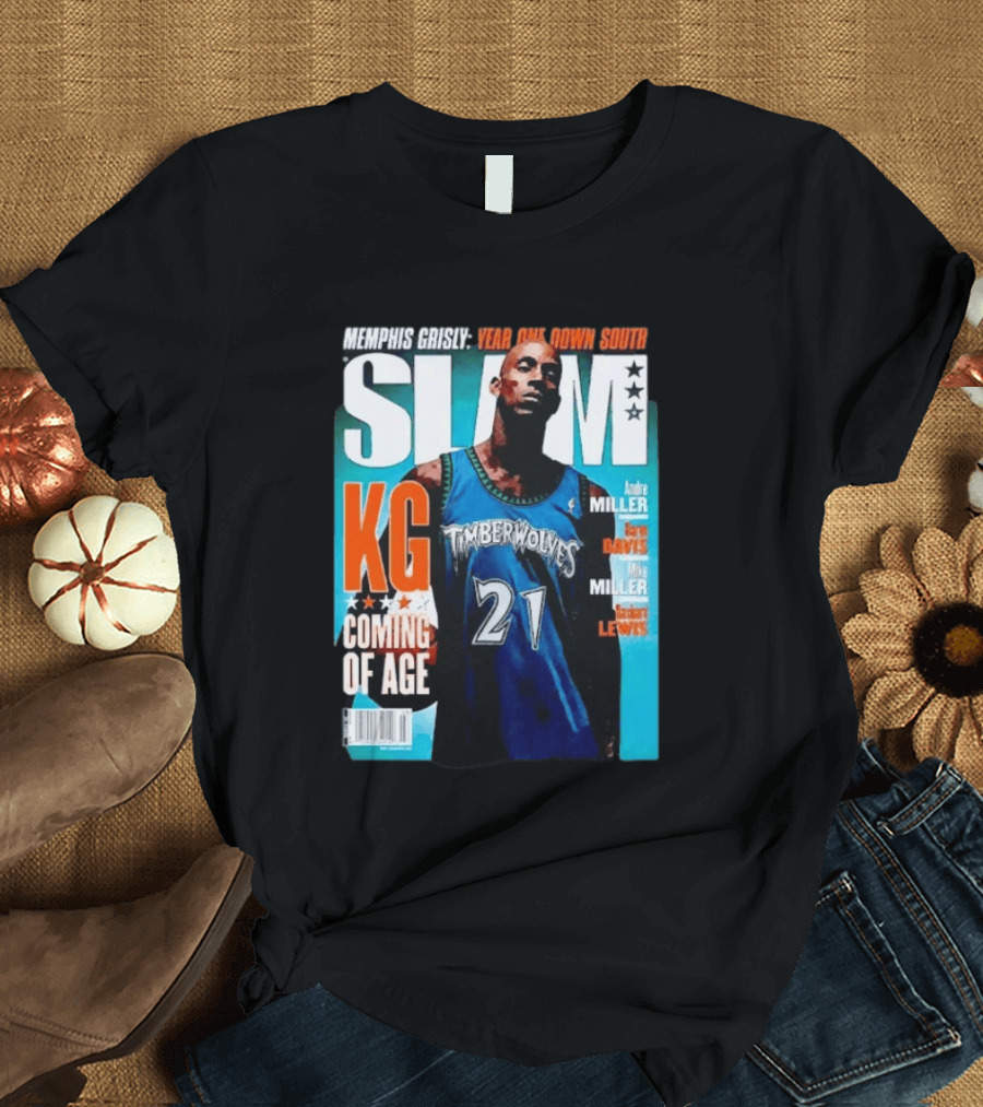 Slam Kevin Garnett Timberwolves Memphis Grisly Year One Down South KG Coming Of Age T-Shirt