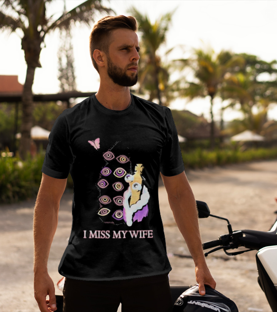 Glitch Productions I Miss My Wife Eyes And Figure With Butterfly T-Shirt