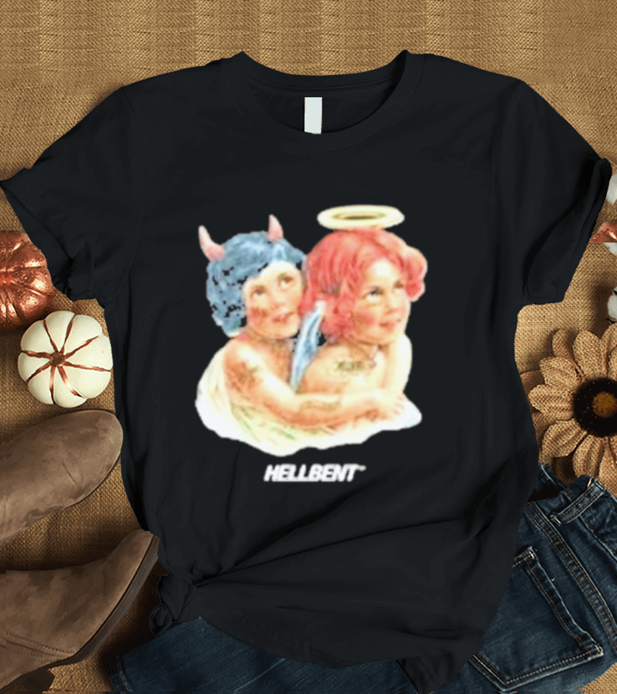 Hellbentrecs Saints Sinners Cherubs With Halo And Horns T-Shirt