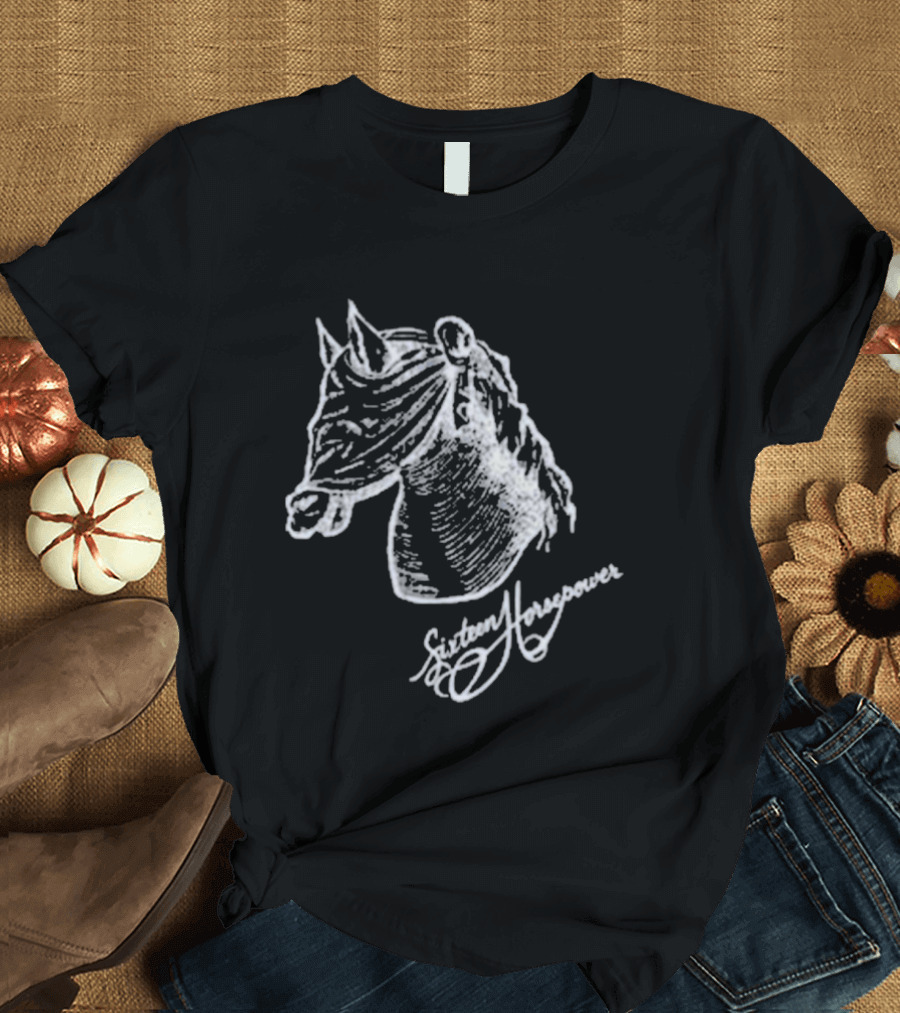 Hello Blindfold Horse Sketch Sixteen Horsepower Signature T-Shirt