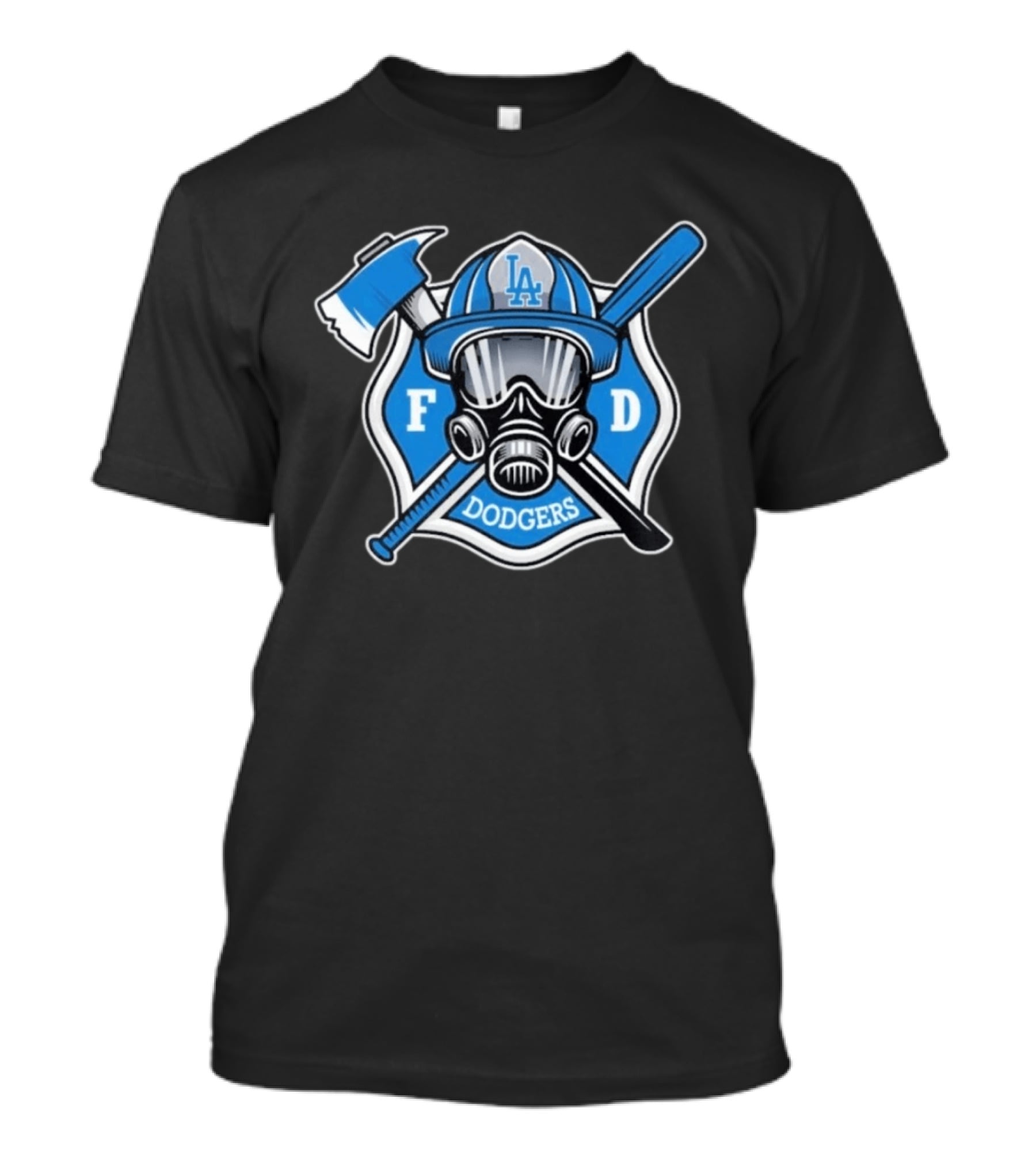 LA Dodgers Firefighter Tribute Axe And Mask T-Shirt