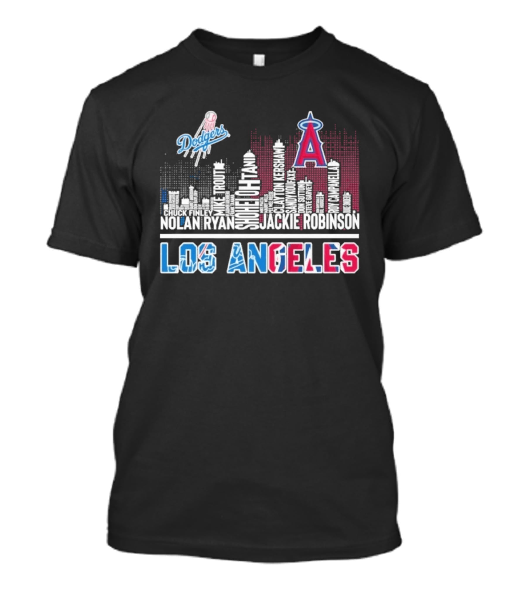 Los Angeles Dodgers Angels Skyline Typography City Baseball Fans T-Shirt