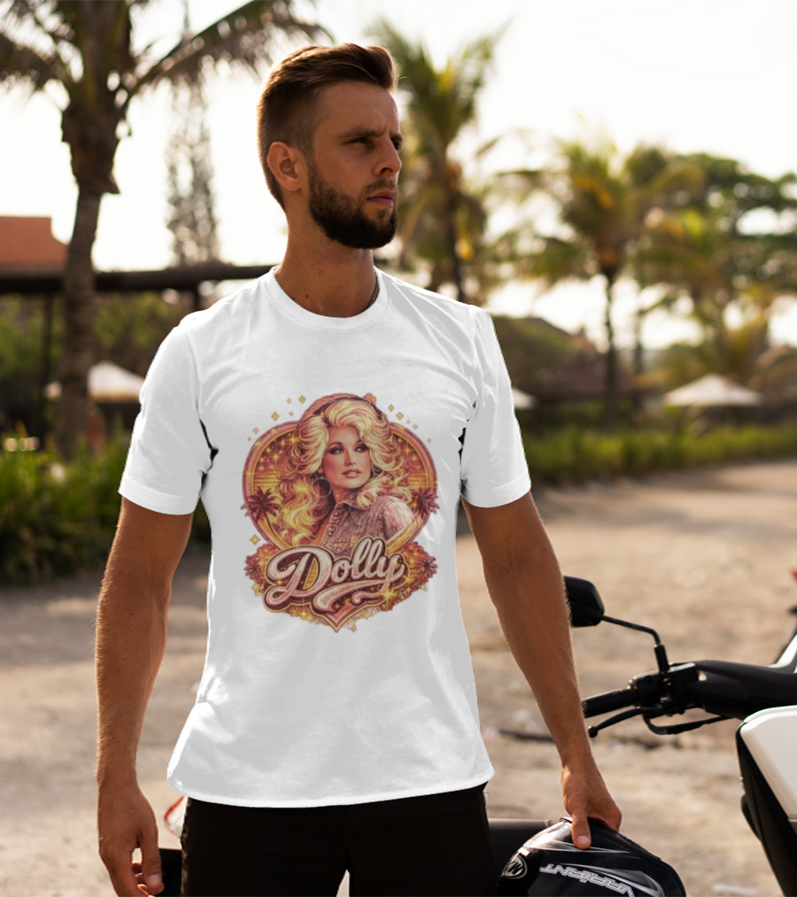 Dolly Parton Retro Vintage Style With Heart And Palm Trees T-Shirt