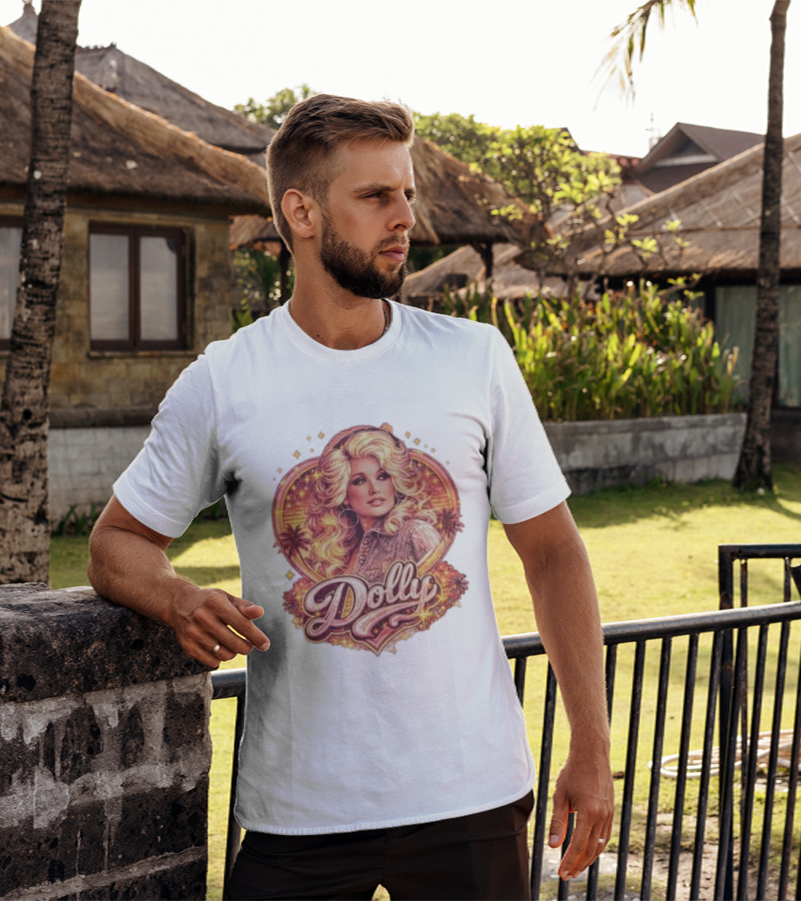 Dolly Parton Retro Vintage Style With Heart And Palm Trees T-Shirt