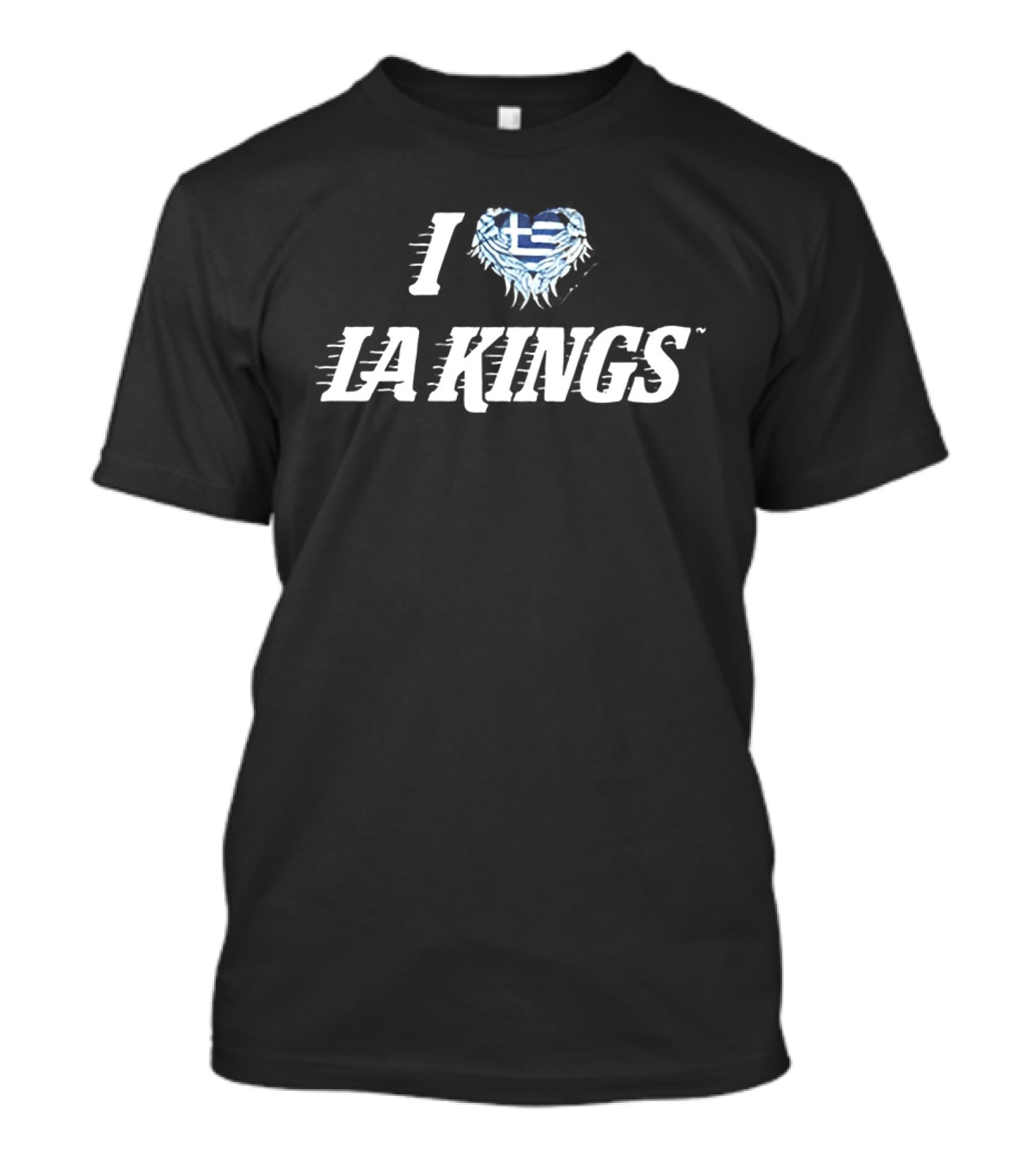 I Love LA Kings Greek Flag Heart Symbol NHL Fans T-Shirt
