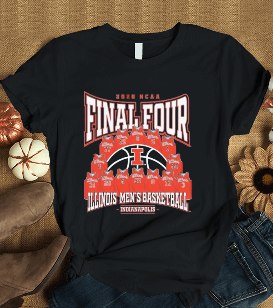 2026 NCAA Final Four Illinois Men's Basketball Indianapolis Roster T-Shirt