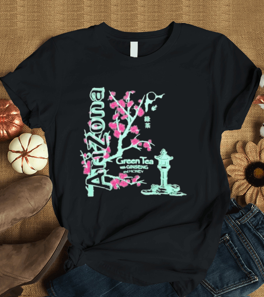 Arizona Beverages Green Tea with Ginseng Cherry Blossom Lantern Scene T-Shirt