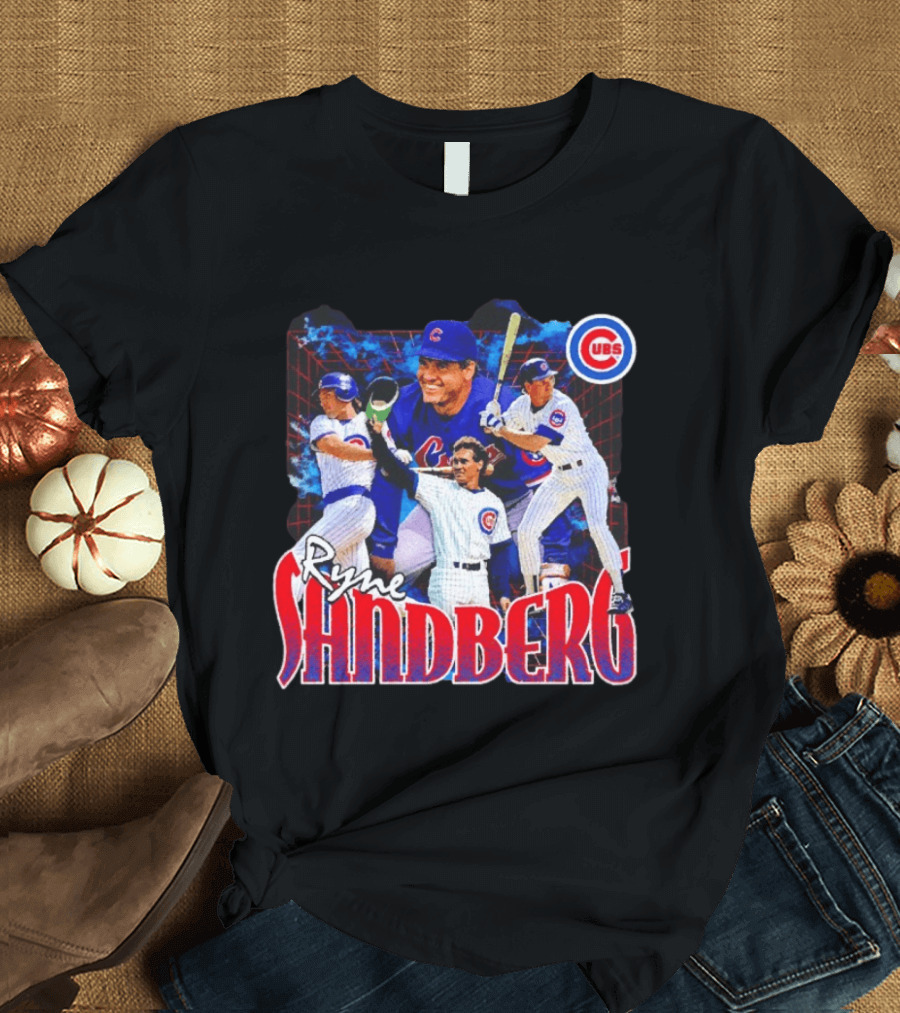 Ryne Sandberg Chicago Cubs MLB Player Collage T-Shirt