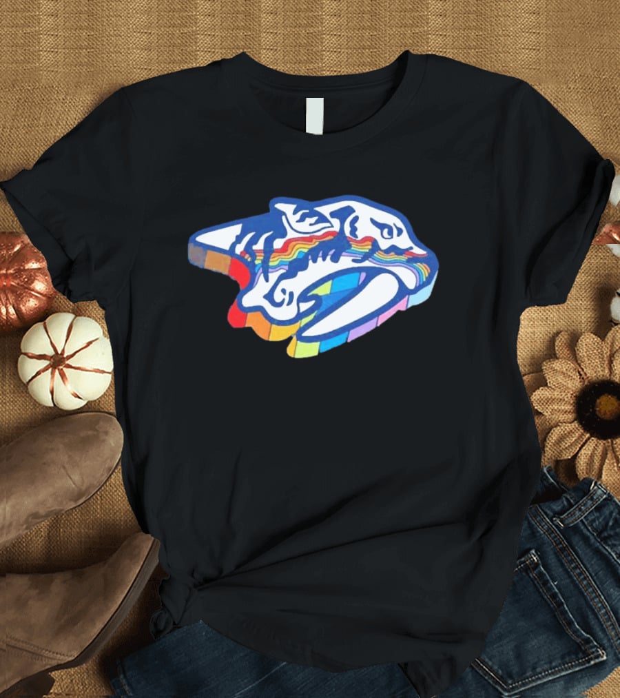 Nashville Predators Rainbow Pride Hockey Team LGBTQIA+ Support T-Shirt