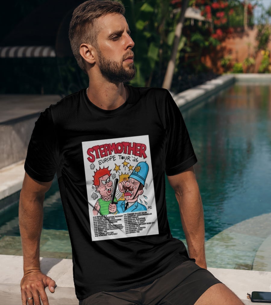 Stepmother Europe Tour 2026 Cartoon Punk Rock Dates And Locations T-Shirt