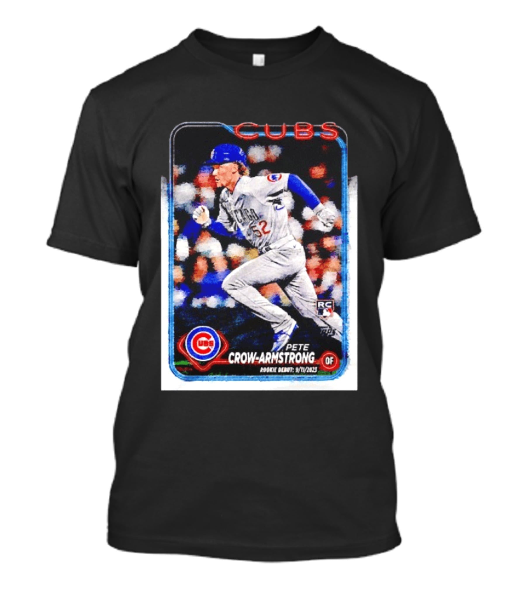 Pete Crow Armstrong Chicago Cubs Rookie Debut 9/11/2023 Topps Baseball Card T-Shirt