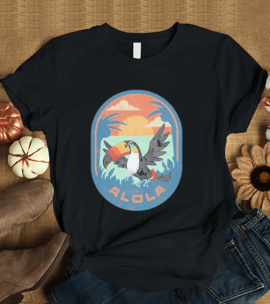Alola Pokémon Toucan Tropical Sunset Scene T-Shirt