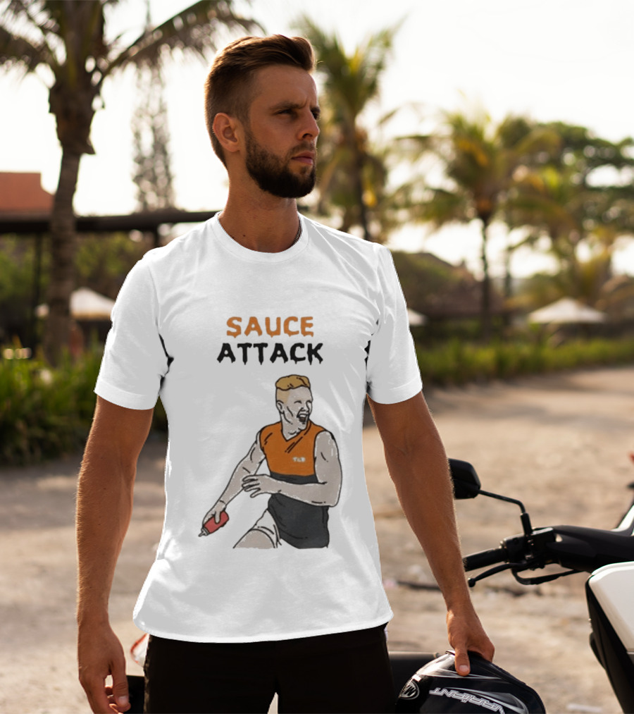 Sauce Attack Giants Edition Australian Rules Football Fan T-Shirt