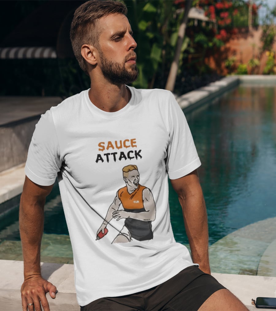 Sauce Attack Giants Edition Australian Rules Football Fan T-Shirt