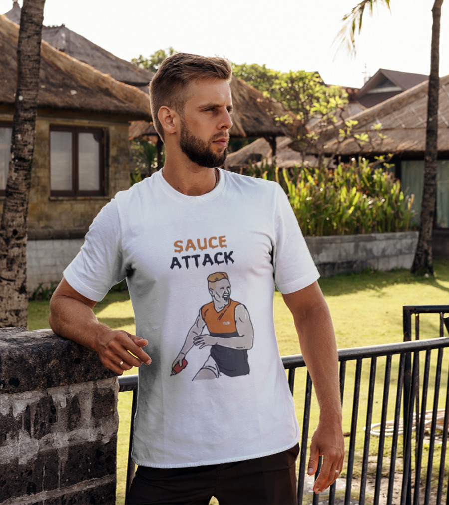 Sauce Attack Giants Edition Australian Rules Football Fan T-Shirt