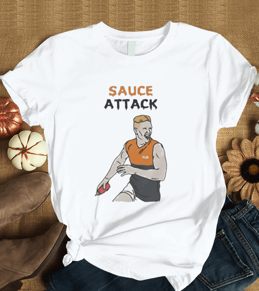Sauce Attack Giants Edition Australian Rules Football Fan T-Shirt