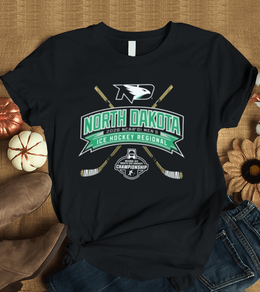 North Dakota 2026 NCAA DI Men's Ice Hockey Regional Fighting Hawks T-Shirt