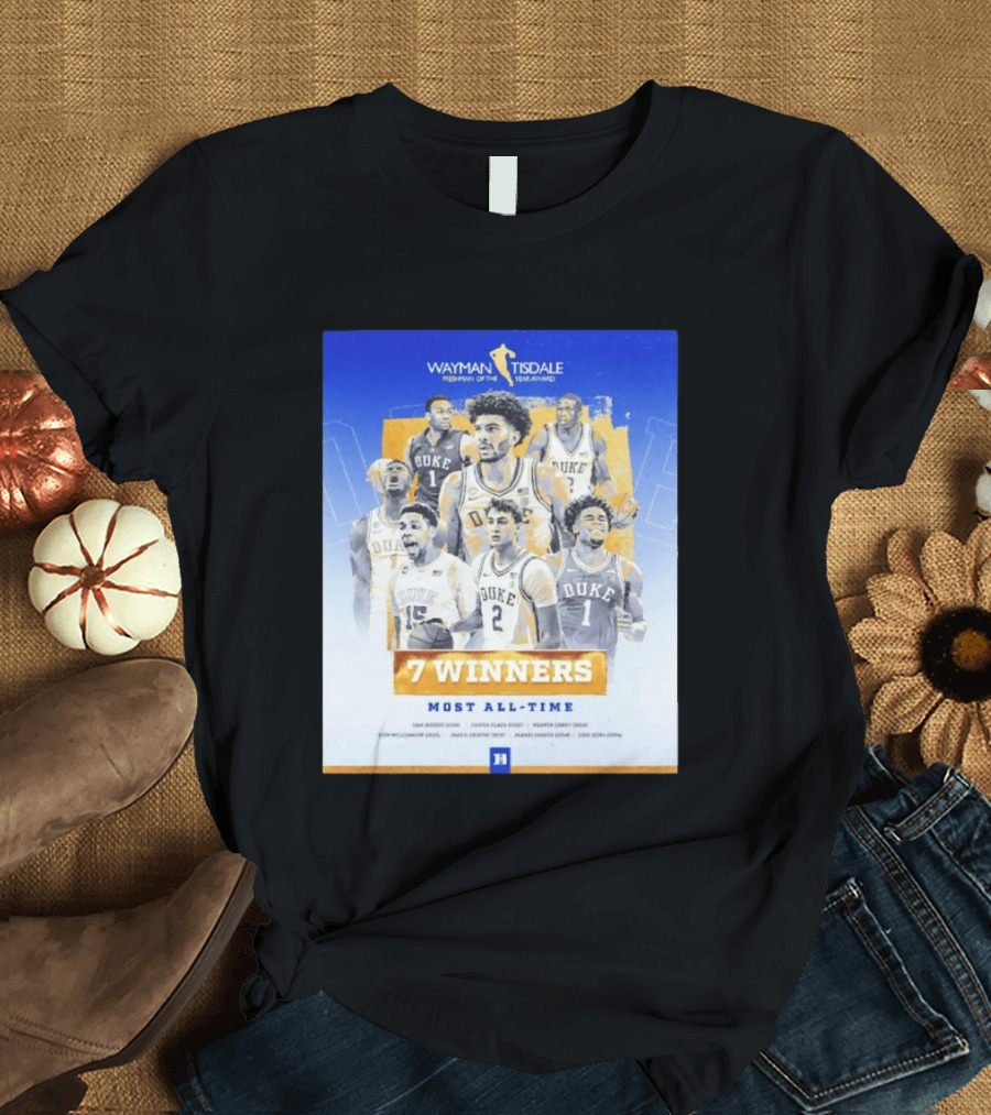 Wayman Tisdale Freshman Of The Year Award Duke Blue Devils 7 Winners Most All Time T-Shirt